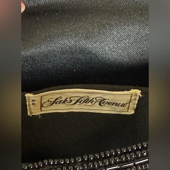 Sak’s Fifth Avenue Black Beaded Evening Bag Purse Clutch Magnetic Closure - Picture 3 of 11